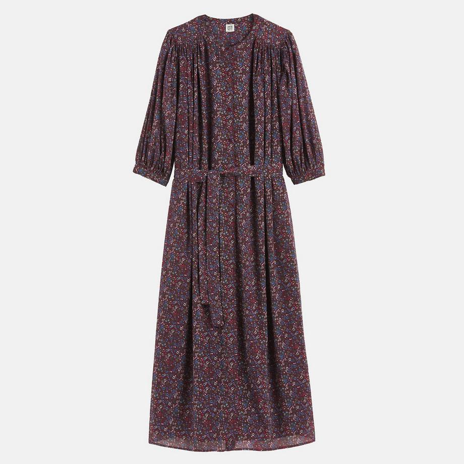 La Redoute Collections Robe longue imprimé floral à manches 3/4 et col rond  