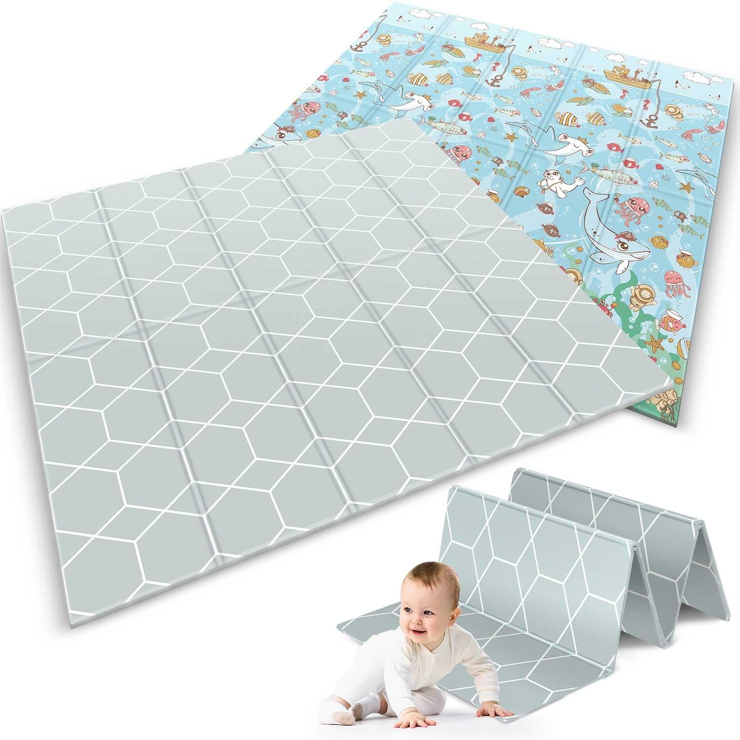 B2X Tapis de jeu pliable 200 x 180 x 1 cm Nukido NK-340 Océan  