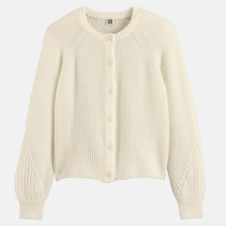 La Redoute Collections Cardigan col rond en maille côtelée  