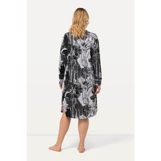 Ulla Popken  Chemise de nuit à fleurs, col tunisien et manches longues 