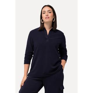 Ulla Popken  Maglia in tessuto Ottoman con collo da camicia e maniche lunghe 