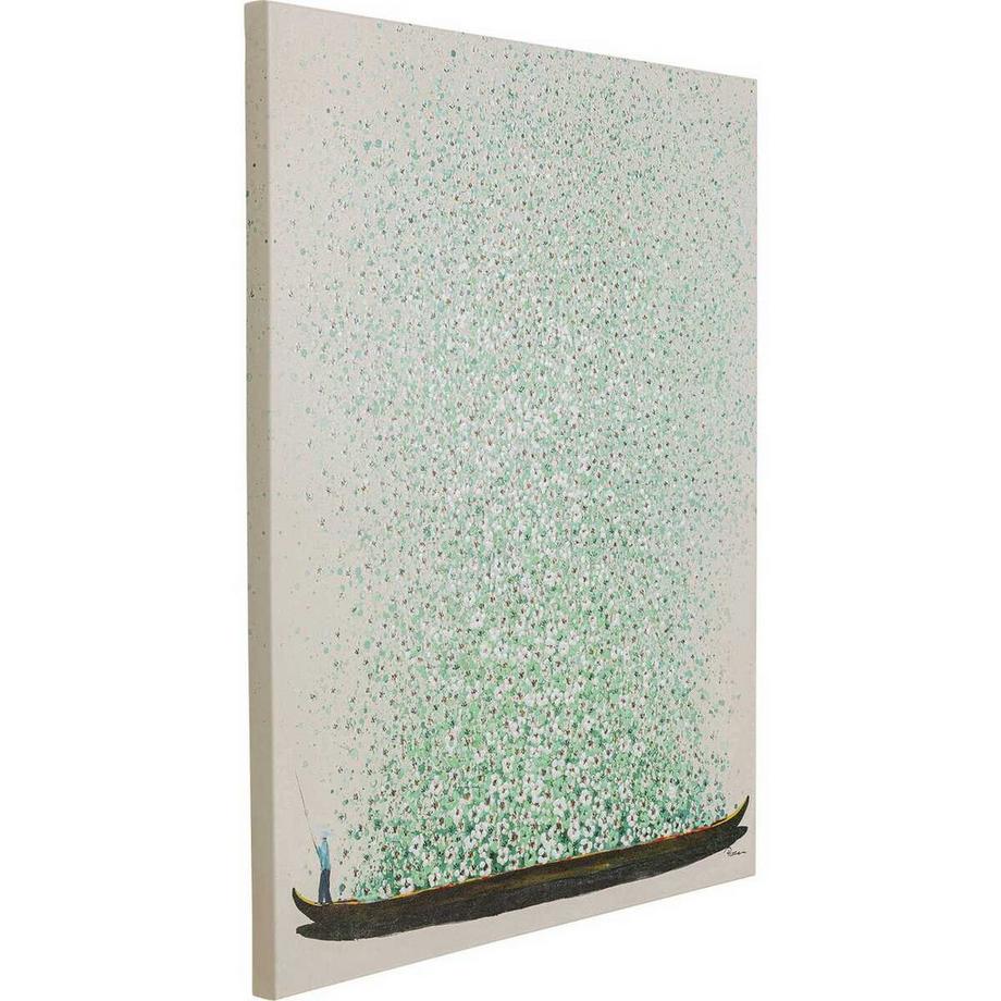 KARE Design Quadro su tela Flower Boat beige verde 80x100  