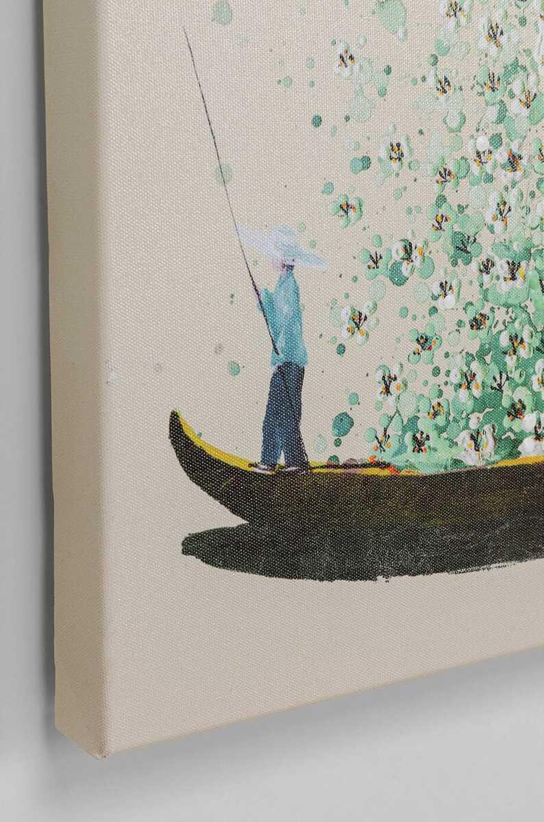 KARE Design Quadro su tela Flower Boat beige verde 80x100  