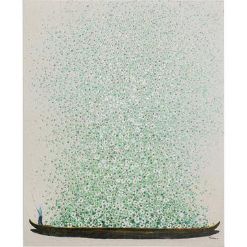 Quadro su tela Flower Boat beige verde 80x100