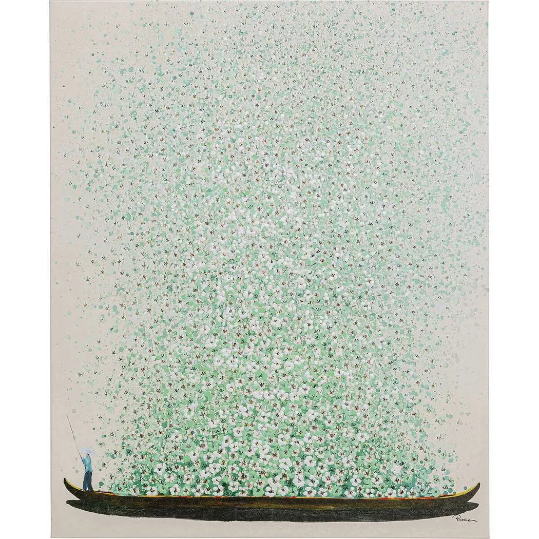 Kare Design Leinwandbild "Leinwandbild Flower Boat Beige Grün 80"