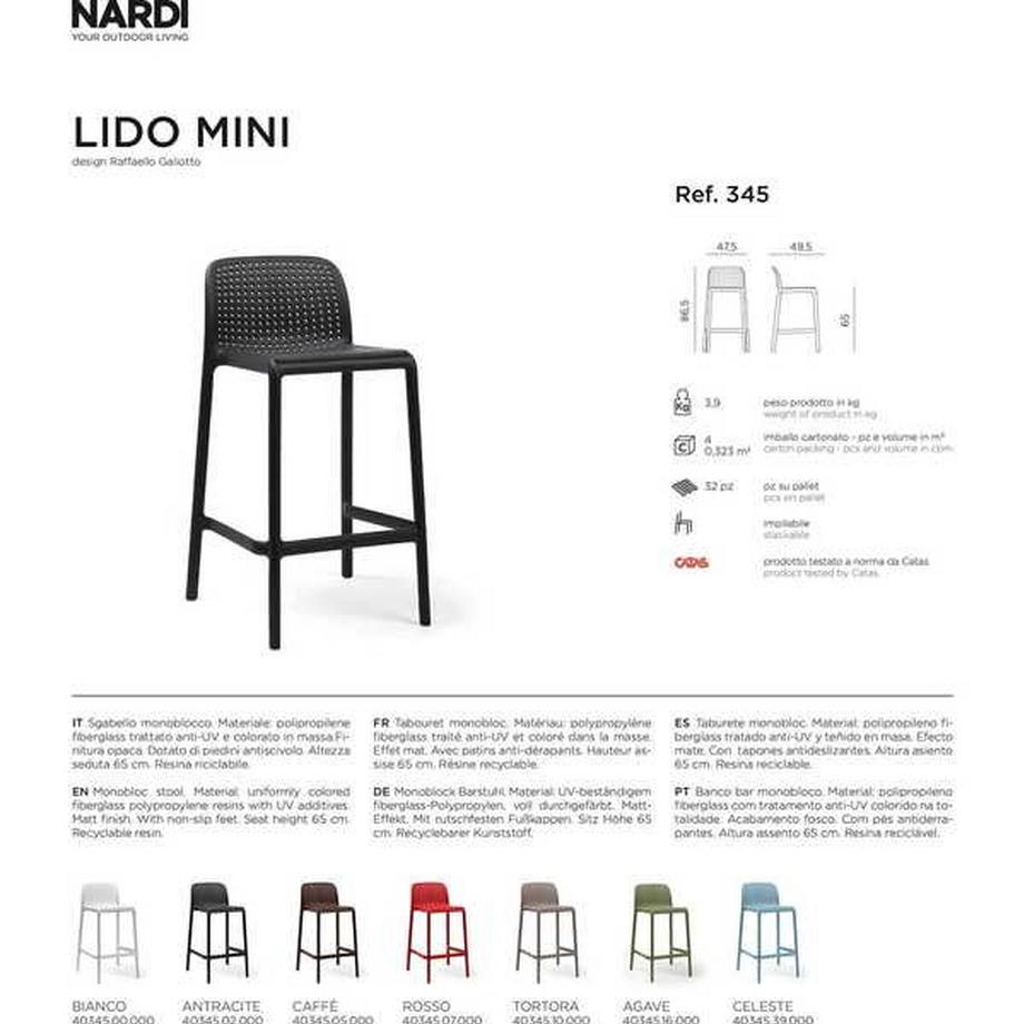 NARDI outdoor Garten Barhocker Lido Mini weiss  