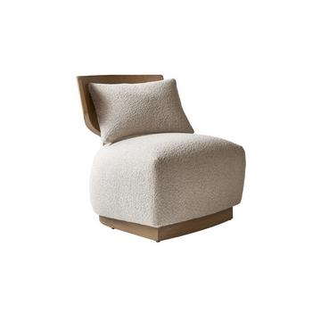 Fauteuil en mindi massif et tissu écru June