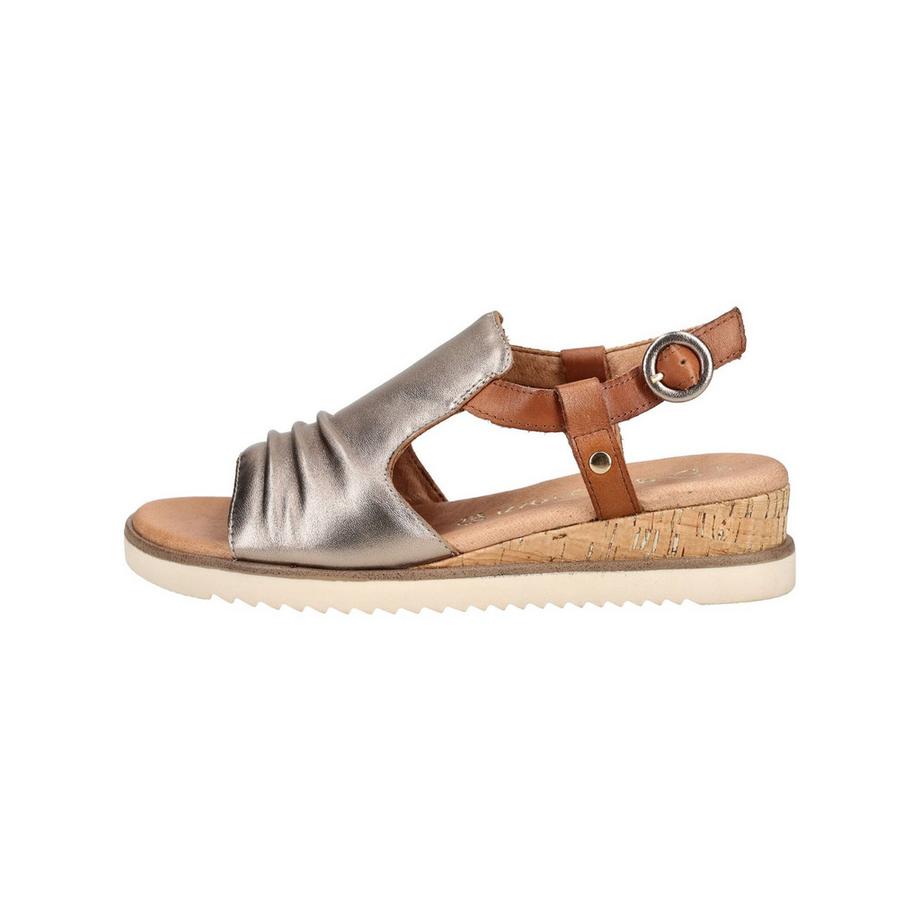 Marco Tozzi Metallic Keilsandale mit verstellbarem Riemen  