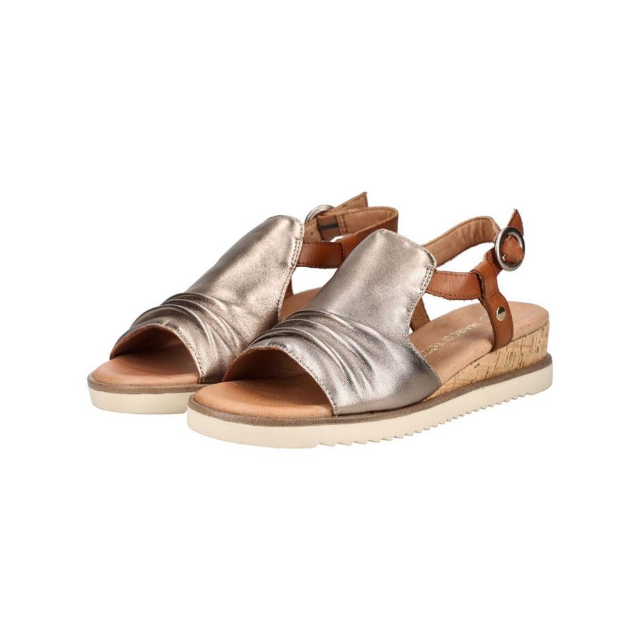 Marco Tozzi Metallic Keilsandale mit verstellbarem Riemen  