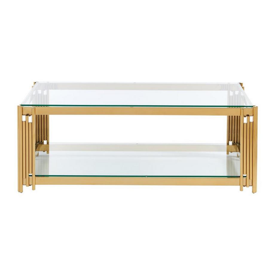 PASCAL MORABITO Couchtisch - Sicherheitsglas & Edelstahl - Goldfarben - NOMELANO von Pascal MORABITO  