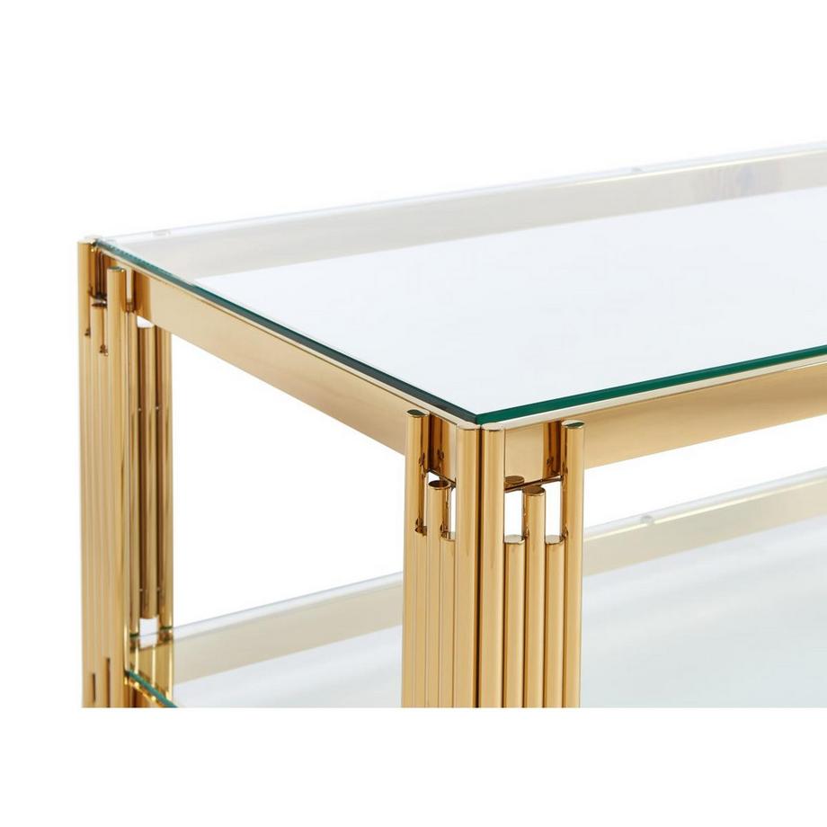 PASCAL MORABITO Couchtisch - Sicherheitsglas & Edelstahl - Goldfarben - NOMELANO von Pascal MORABITO  