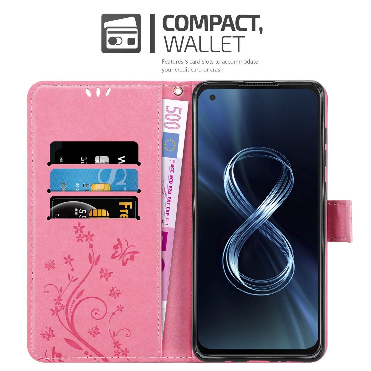 Cadorabo  Housse compatible avec Asus ZenFone 8 - Coque de protection au design floral avec fermeture magnétique, fonction de support et emplacements pour cartes 