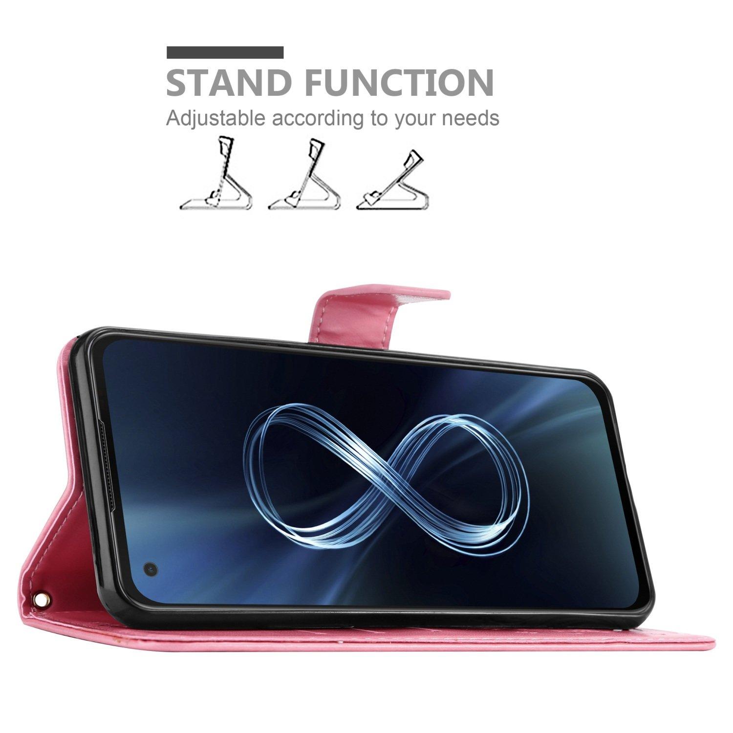 Cadorabo  Housse compatible avec Asus ZenFone 8 - Coque de protection au design floral avec fermeture magnétique, fonction de support et emplacements pour cartes 