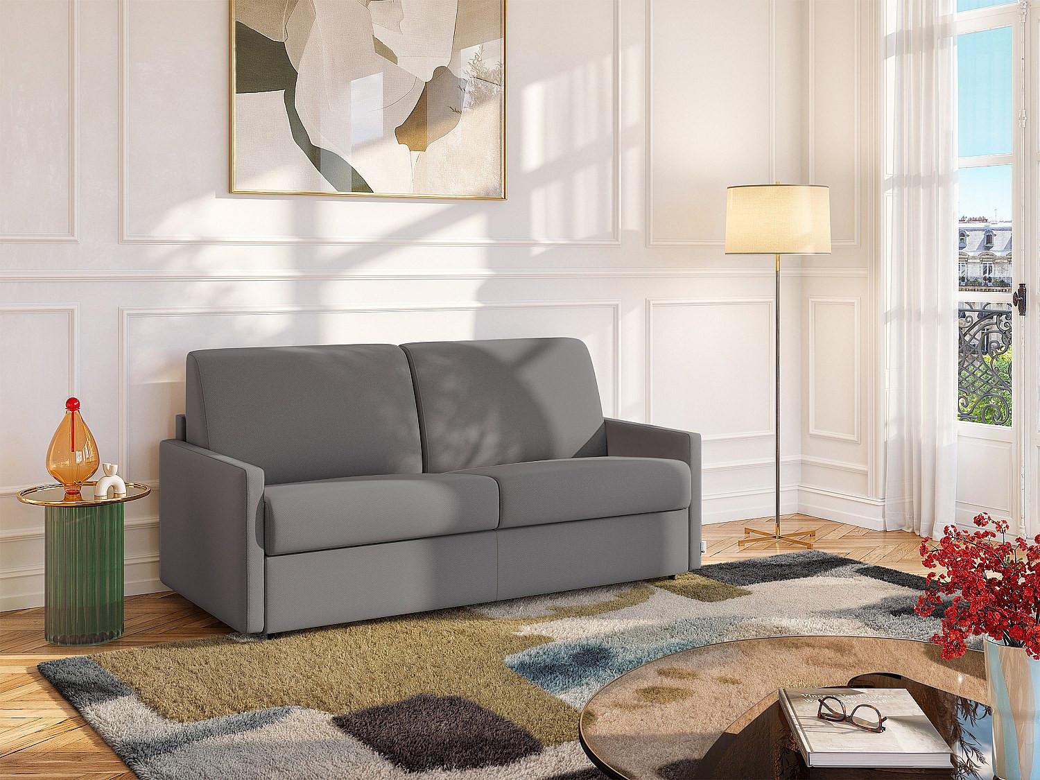 Vente-unique Schlafsofa 3Sitzer Stoff Liegefläche 1 Matratzen CALIFE  