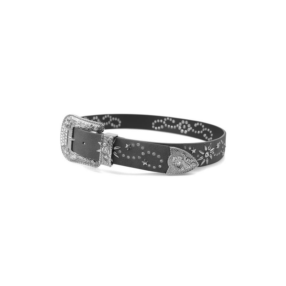AVANT-GARDE PARIS  Ceinture noire designer à boucle embossée 