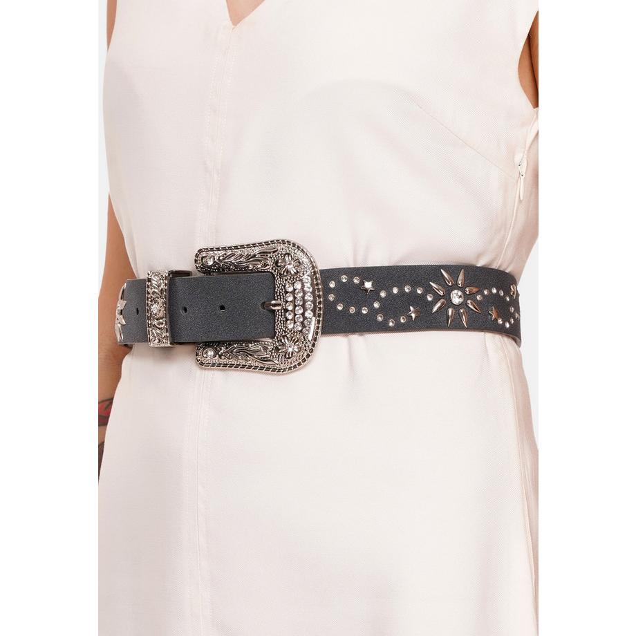 AVANT-GARDE PARIS  Ceinture noire designer à boucle embossée 