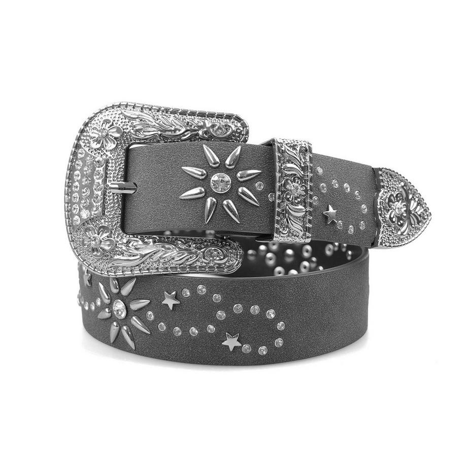 Ceinture noire designer à boucle embossée