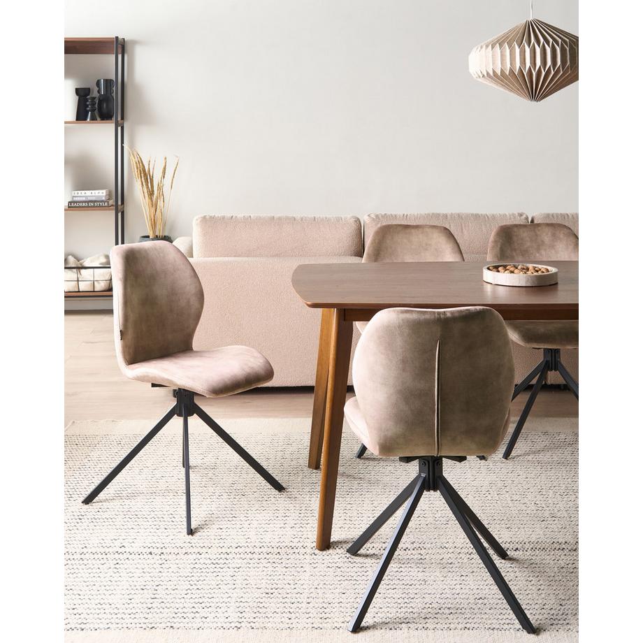 Beliani Lot de 4 chaises de salle à manger en Velours  MORRISON  