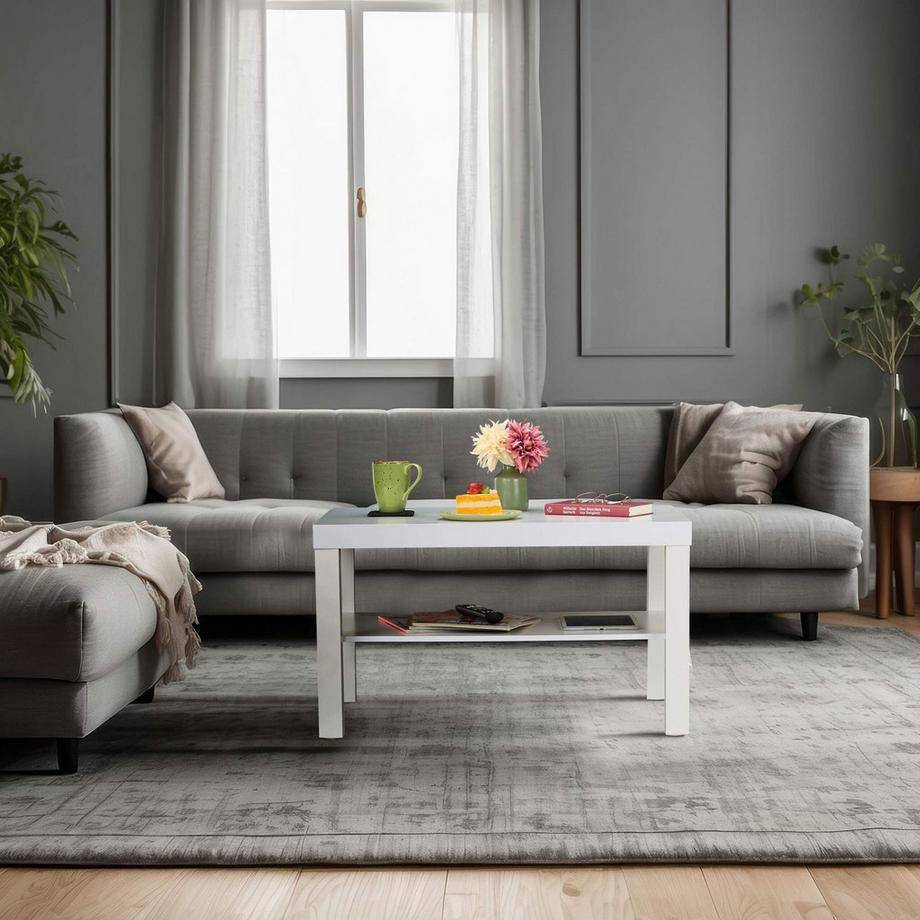 Northix Table basse 2 étagères blanche  