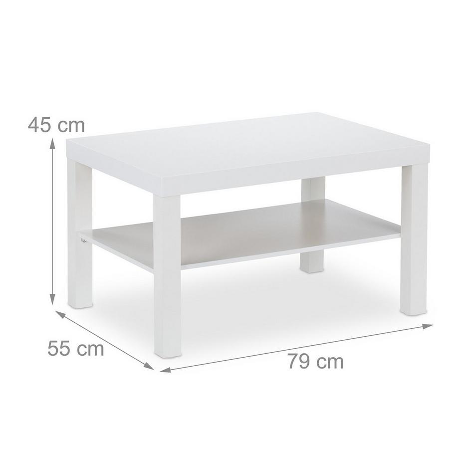 Northix Table basse 2 étagères blanche  