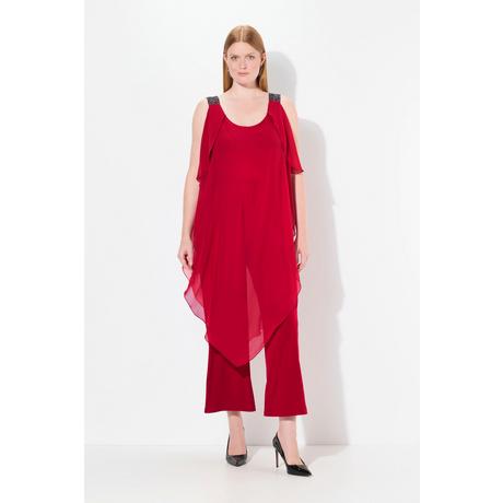 Ulla Popken Doppellagiger ärmelloser Jumpsuit mit Glitzer-Doppelträgern  