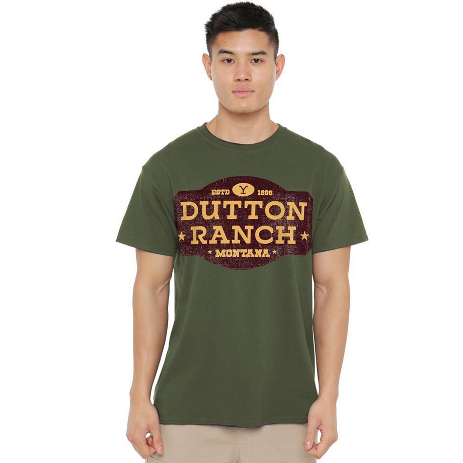 Yellowstone  Dutton Ranch Maglietta Effetto Invecchiato 