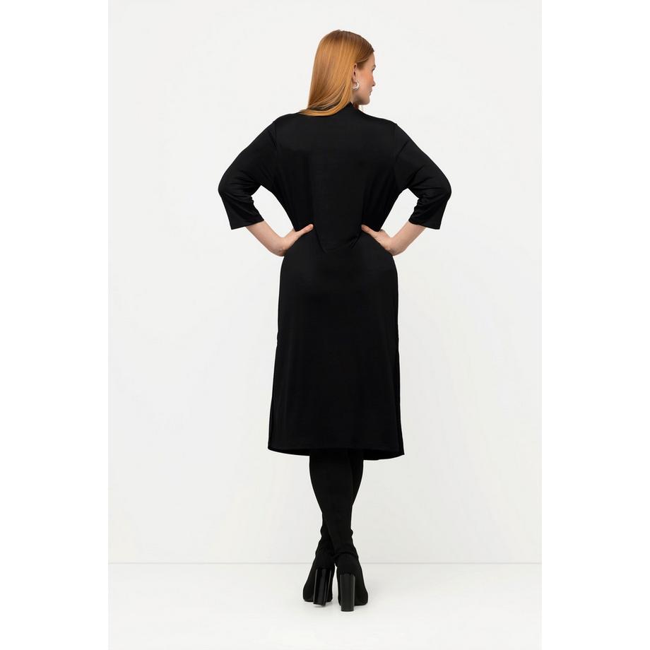 Ulla Popken Midi Slinkykleid A-Linie Stehkragen 3/4 Arm  