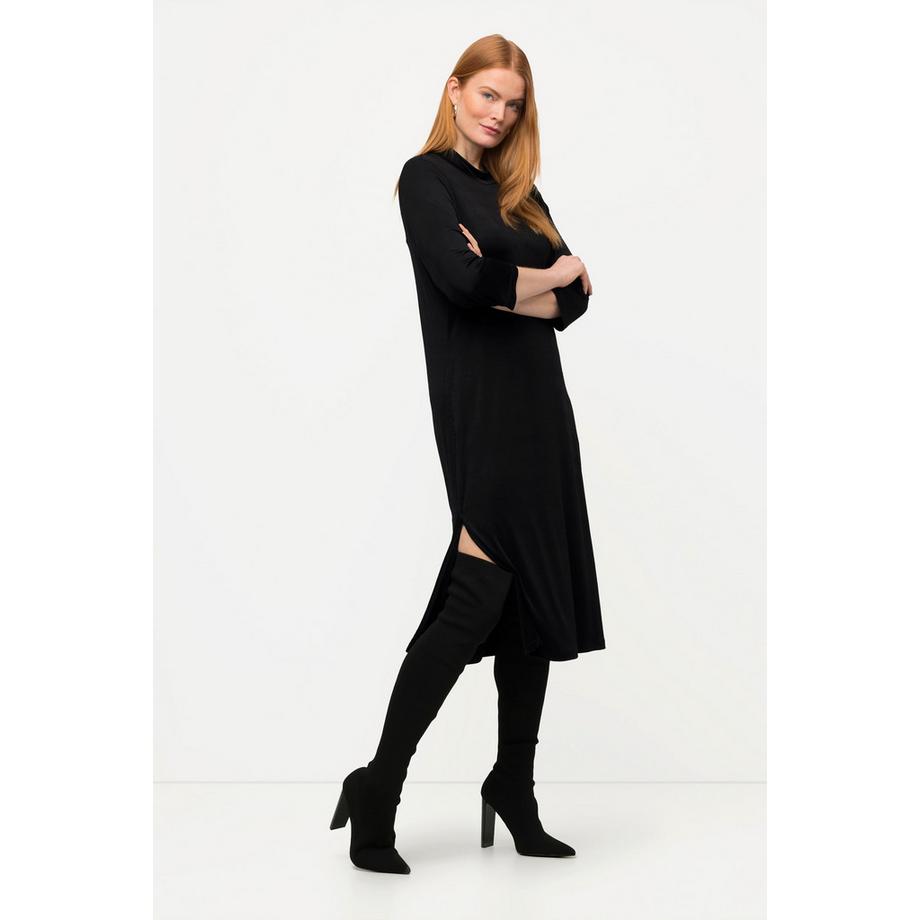 Ulla Popken Midi Slinkykleid A-Linie Stehkragen 3/4 Arm  