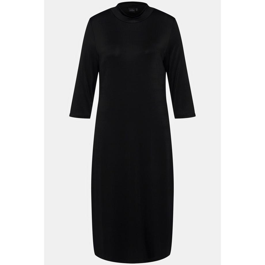 Ulla Popken Midi Slinkykleid A-Linie Stehkragen 3/4 Arm  
