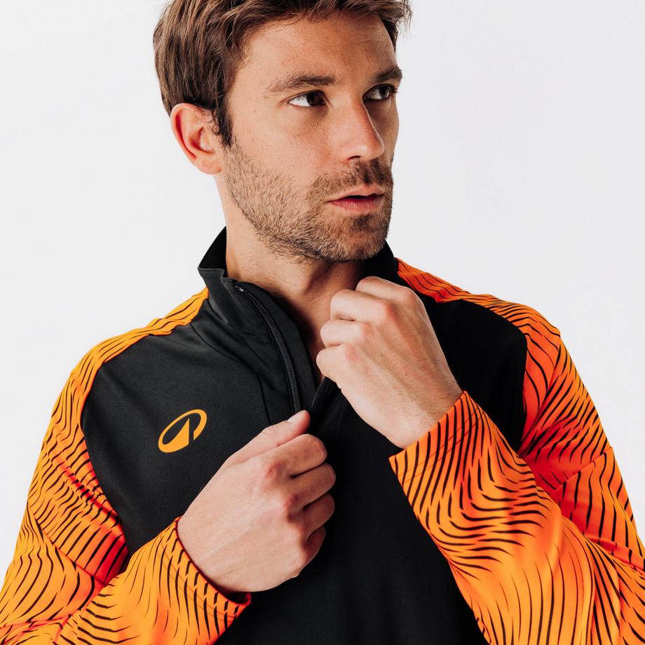 KIPSTA  Sweat-shirt homme football demi-zip polyester à motif 