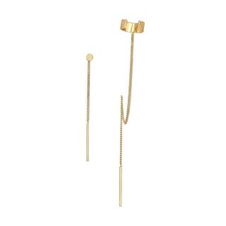 Elli  Ohrringe Earcuff Mit Kette Durchzieher Plättchen 