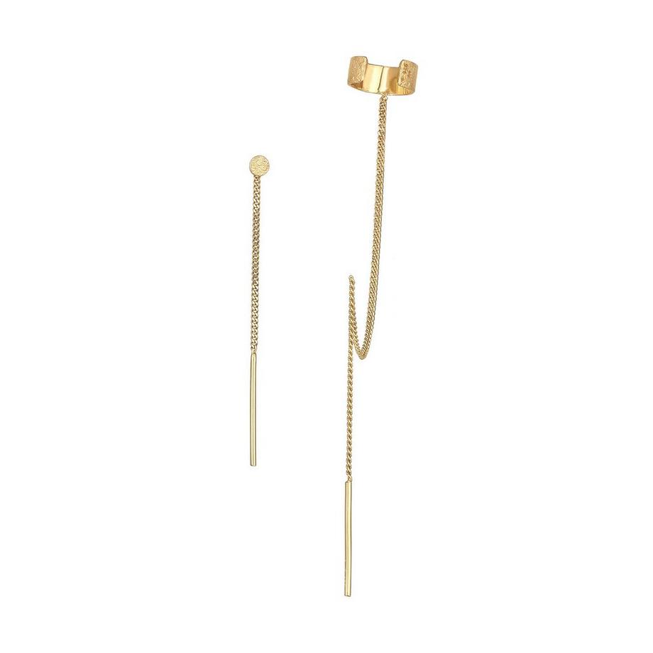 Elli  Ohrringe Earcuff Mit Kette Durchzieher Plättchen 