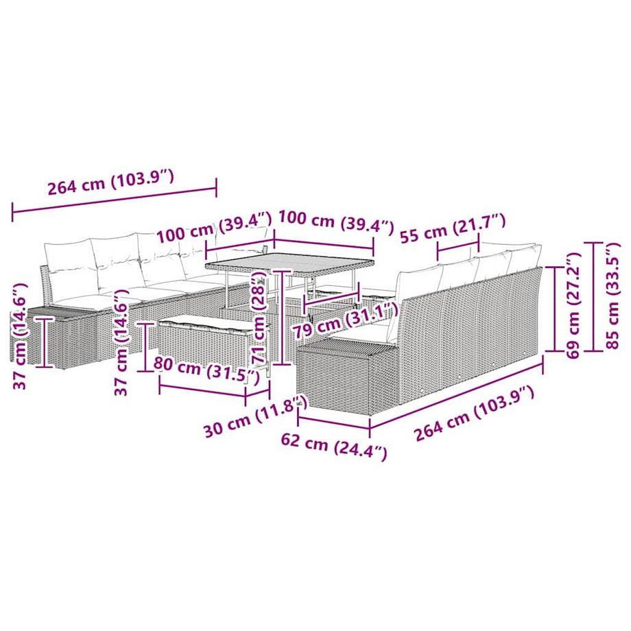 VidaXL Modernes gartensofa poly-rattan  