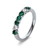 MUAU Schmuck  Mémoire-Ring 750/18K Weissgold Diamant 0.21ct. Smaragd 0.49ct. 