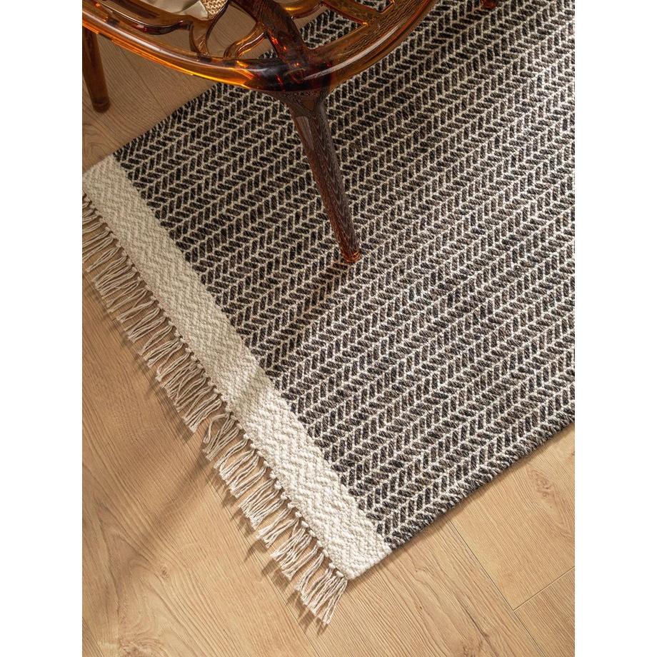 Benuta Wollteppich Läufer Kim SchwarzWeiß  