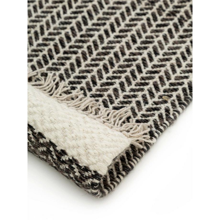 Benuta Wollteppich Läufer Kim SchwarzWeiß  