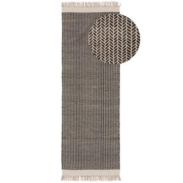Tapis de couloir en laine Kim Noir & Blanc