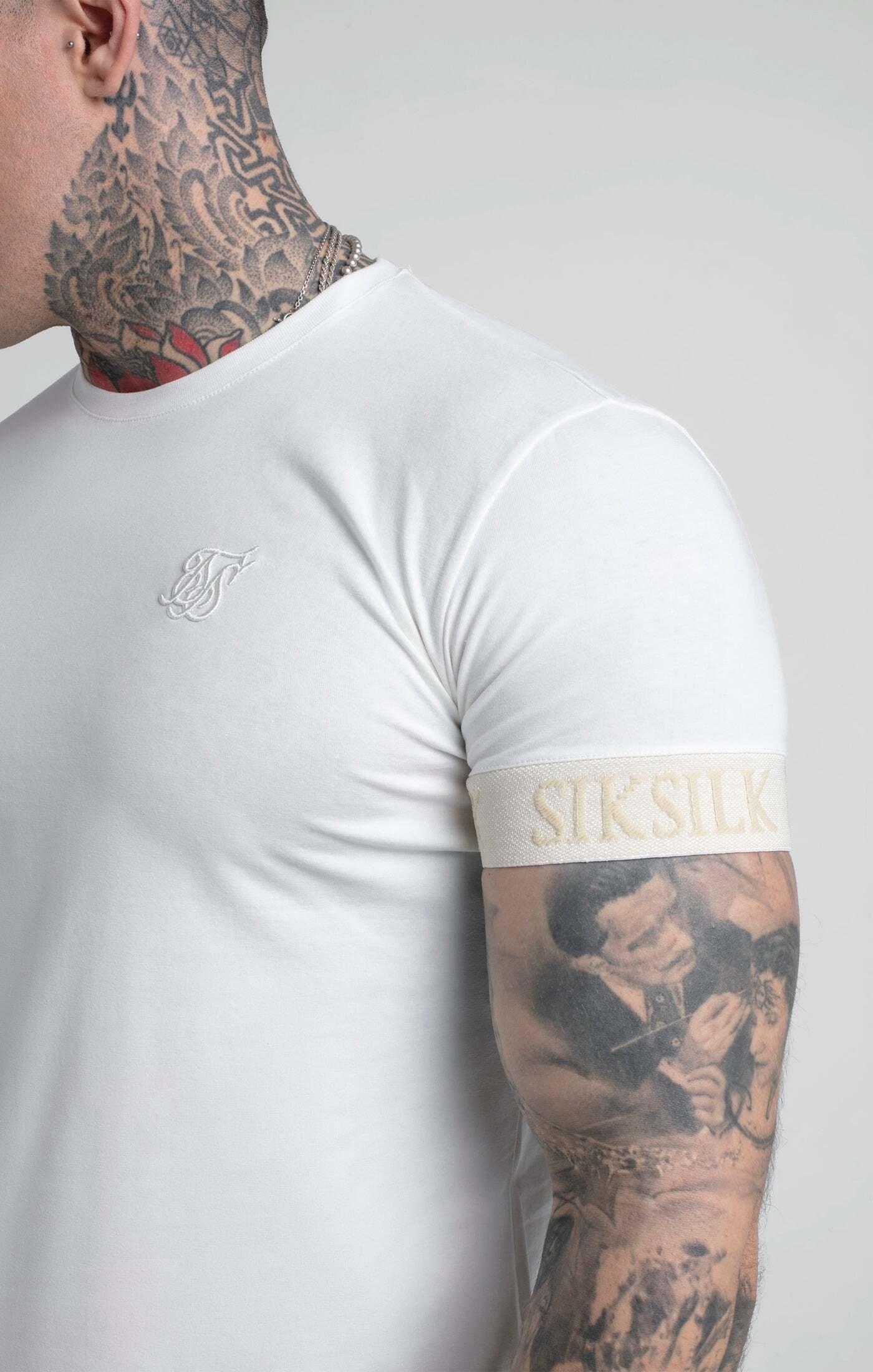 Sik Silk  T-Shirts Ecru Elastic Cuff T-Shirt 