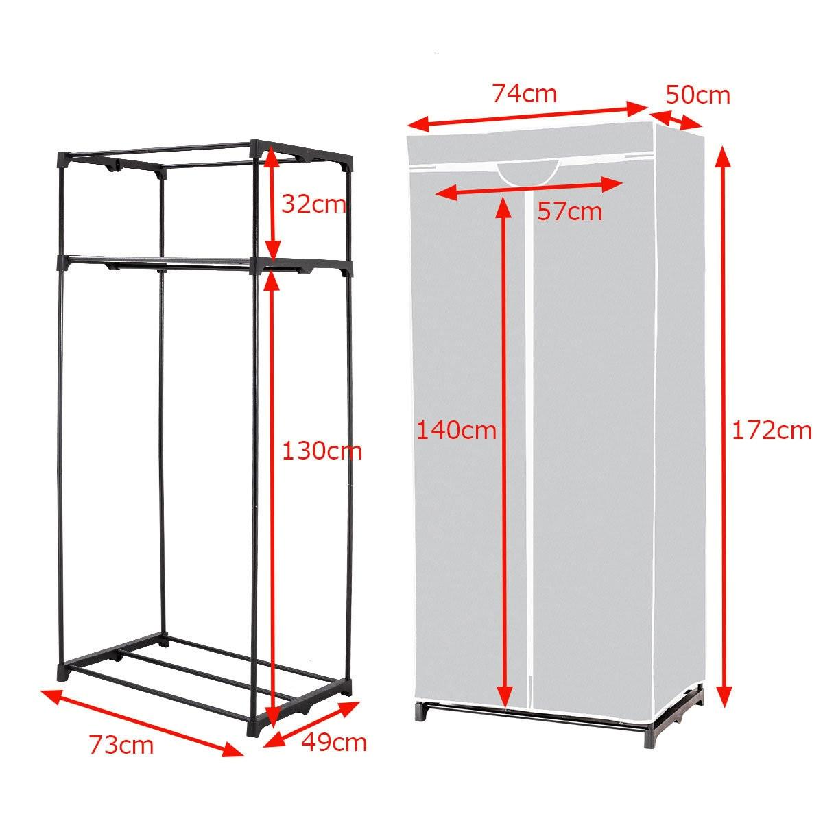 Northio 75 x 50 x 170 cm Farbwahl Kleiderschrank Stoffschrank mit Kleiderstange-Grau  