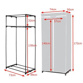 Northio 75 x 50 x 170 cm Farbwahl Kleiderschrank Stoffschrank mit Kleiderstange-Grau  