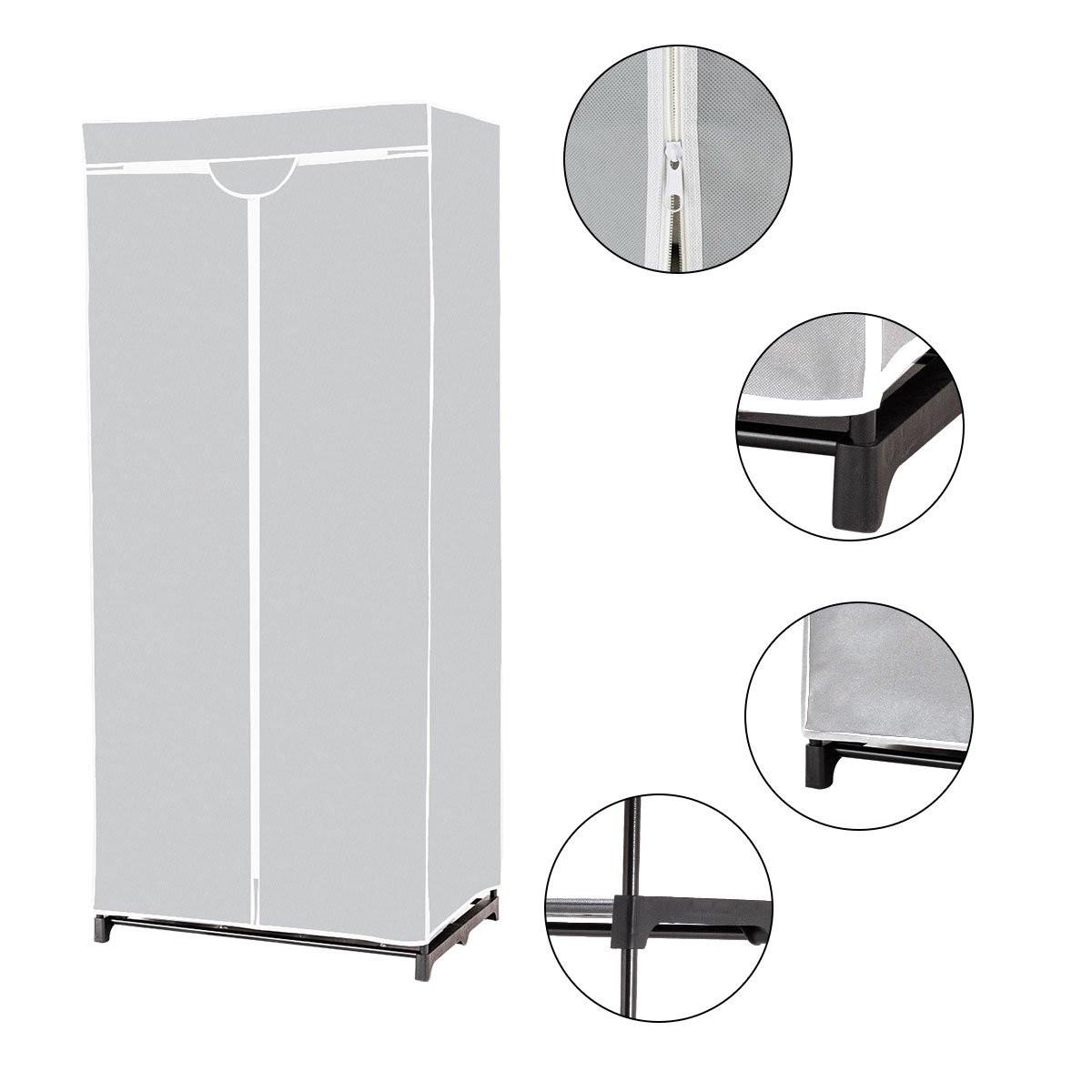 Northio 75 x 50 x 170 cm Farbwahl Kleiderschrank Stoffschrank mit Kleiderstange-Grau  