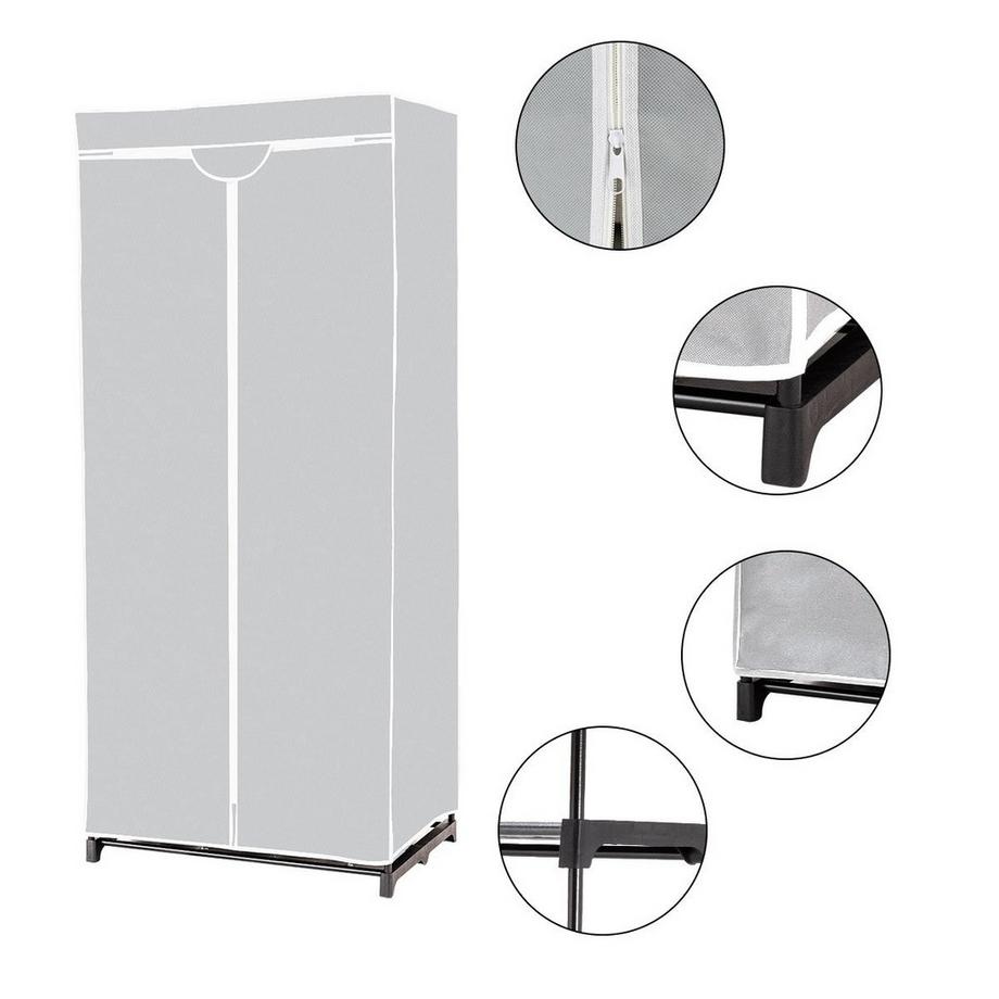 Northio Armadio in tessuto con scelta colore 75 x 50 x 170 cm con asta appendiabiti grigio  