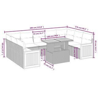 VidaXL Ensemble de canapés de jardin rotin synthétique  