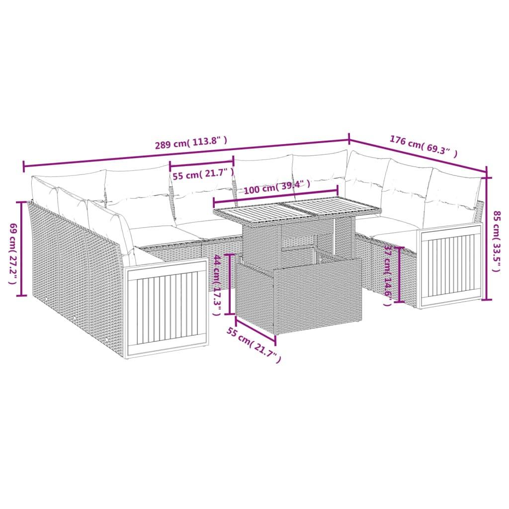 VidaXL Ensemble de canapés de jardin rotin synthétique  