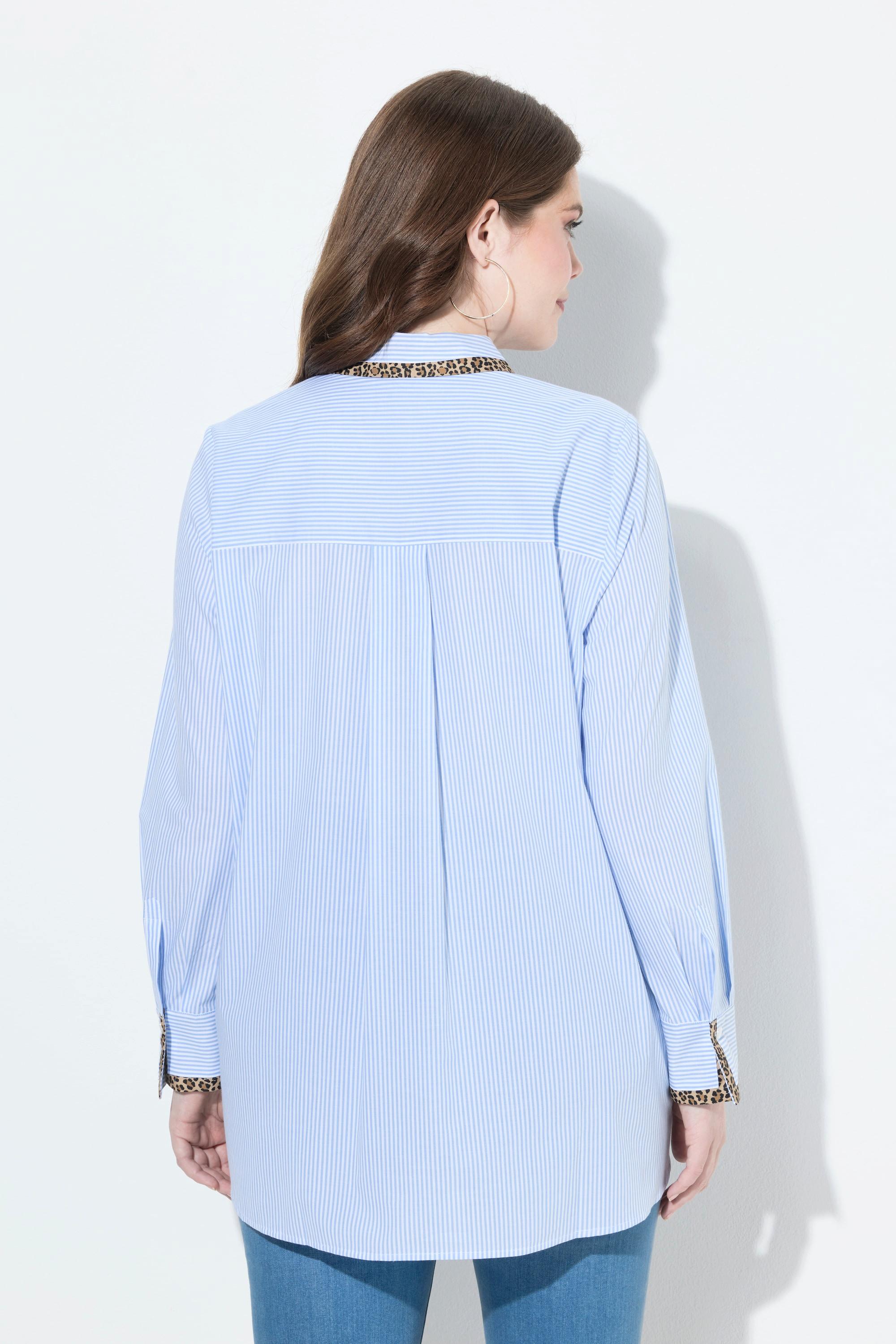 Ulla Popken Blusa a righe taglio svasato collo da camicia maniche lunghe  