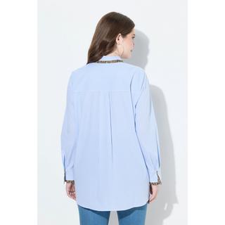 Ulla Popken Blusa a righe taglio svasato collo da camicia maniche lunghe  