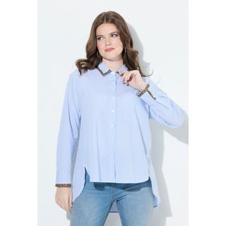 Ulla Popken Blusa a righe taglio svasato collo da camicia maniche lunghe  
