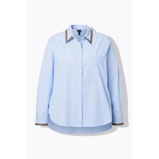 Ulla Popken Blusa a righe taglio svasato collo da camicia maniche lunghe  