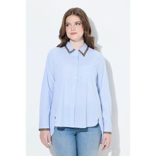 Ulla Popken Blusa a righe taglio svasato collo da camicia maniche lunghe  