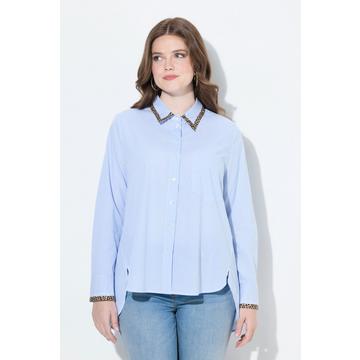Blusa con righe, taglio svasato, collo da camicia e maniche lunghe